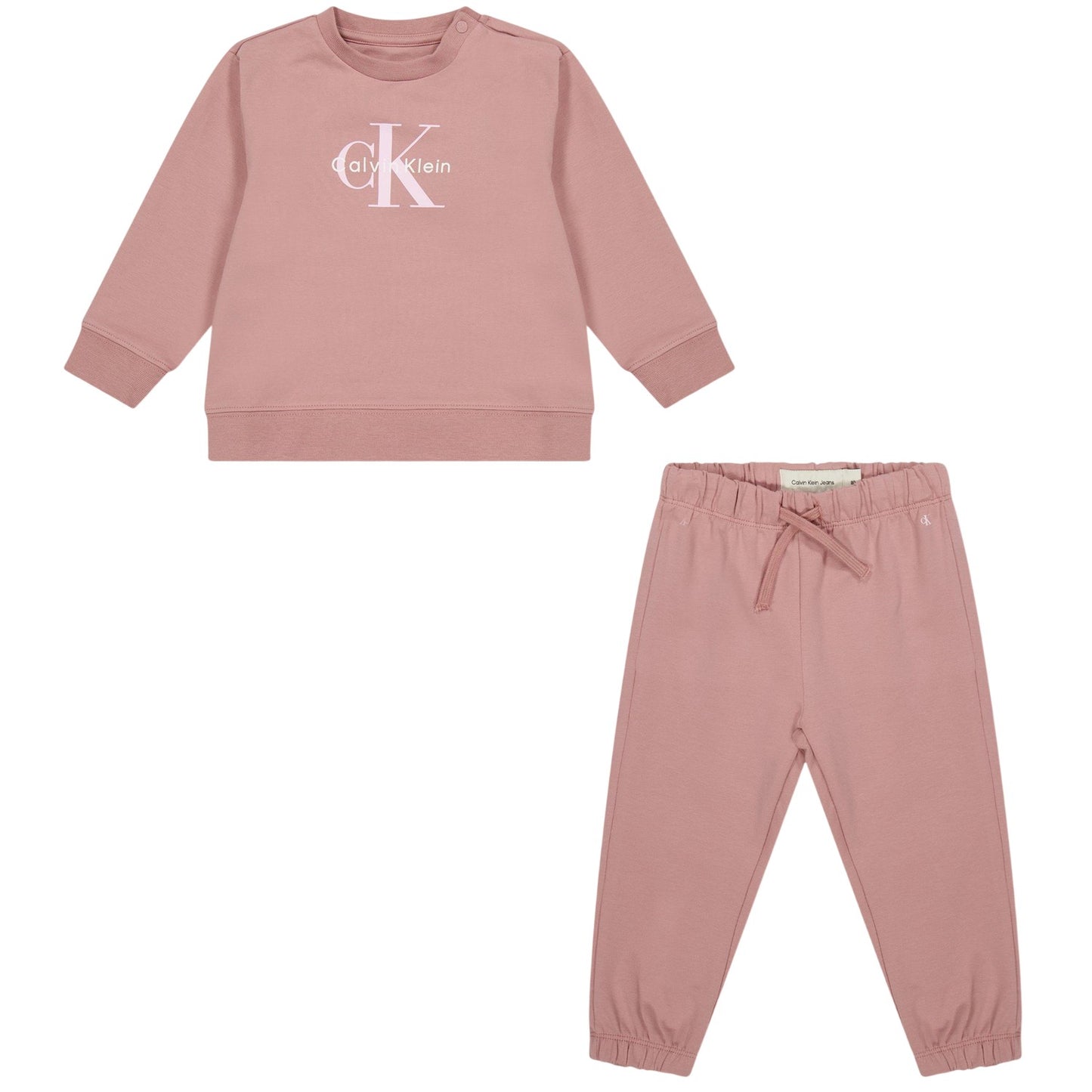 Rose - Front - Calvin Klein Baby Monogram Sweatshirt & Jogging Bottoms Set