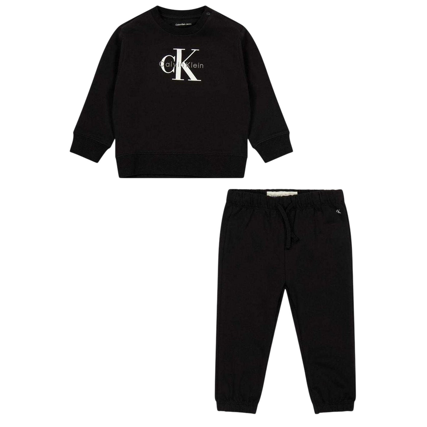Black - Front - Calvin Klein Baby Monogram Sweatshirt & Jogging Bottoms Set