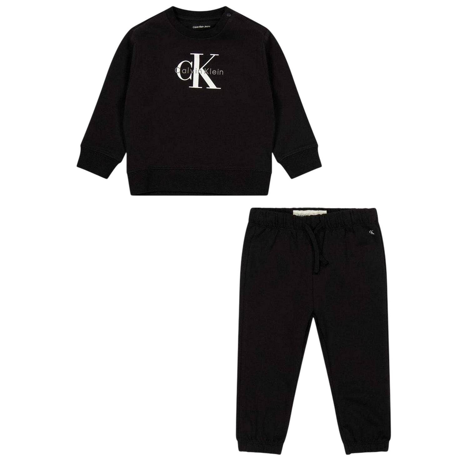 Black - Front - Calvin Klein Baby Monogram Sweatshirt & Jogging Bottoms Set