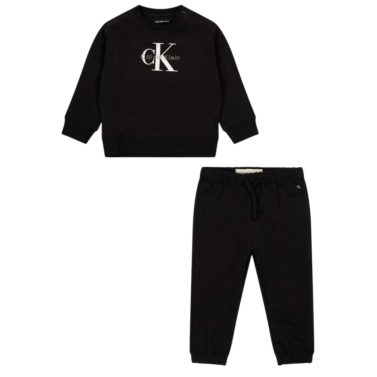 Black - Front - Calvin Klein Baby Monogram Sweatshirt & Jogging Bottoms Set