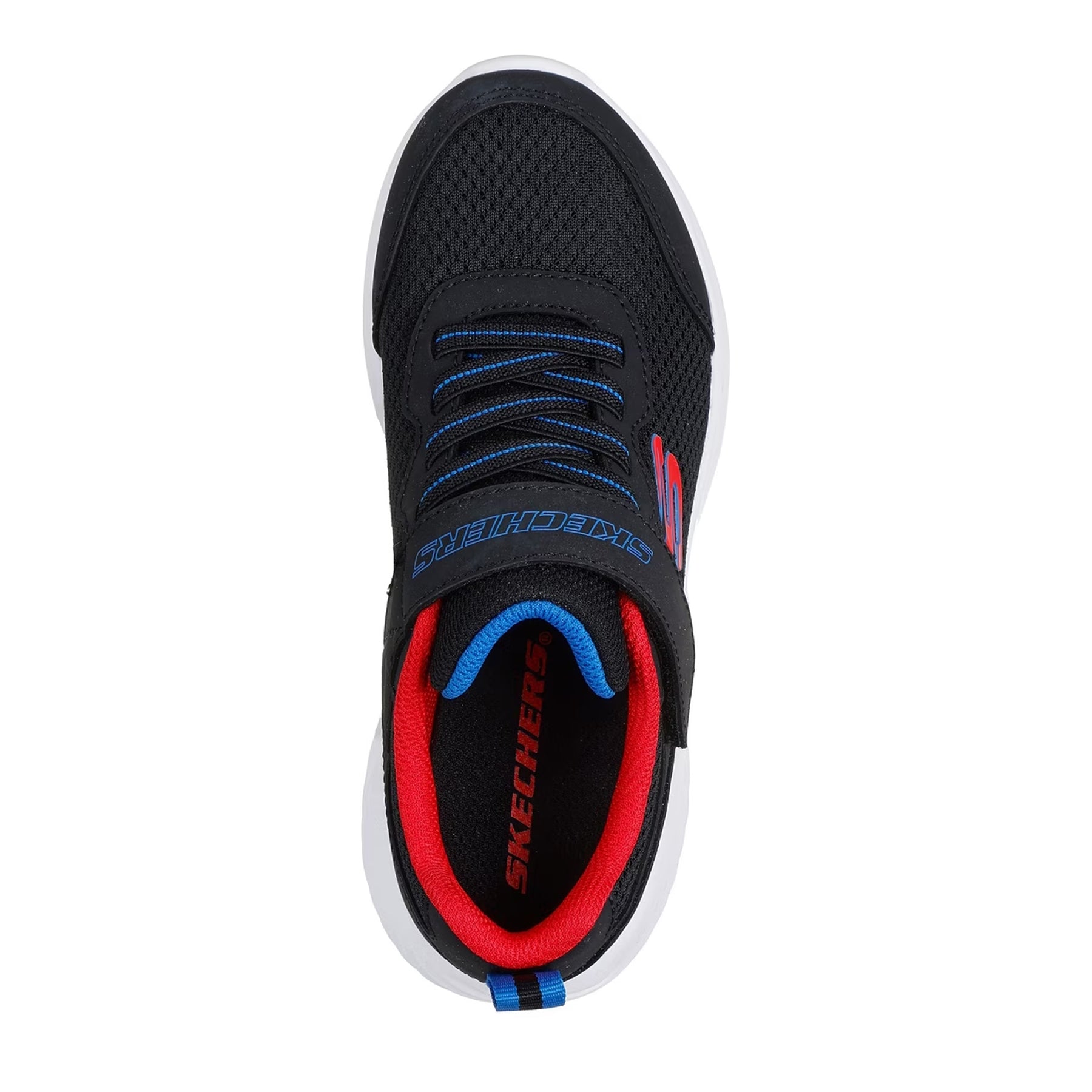 Black-Red - Side - Skechers Childrens-Kids Bounder TechRox Round Toe Trainers