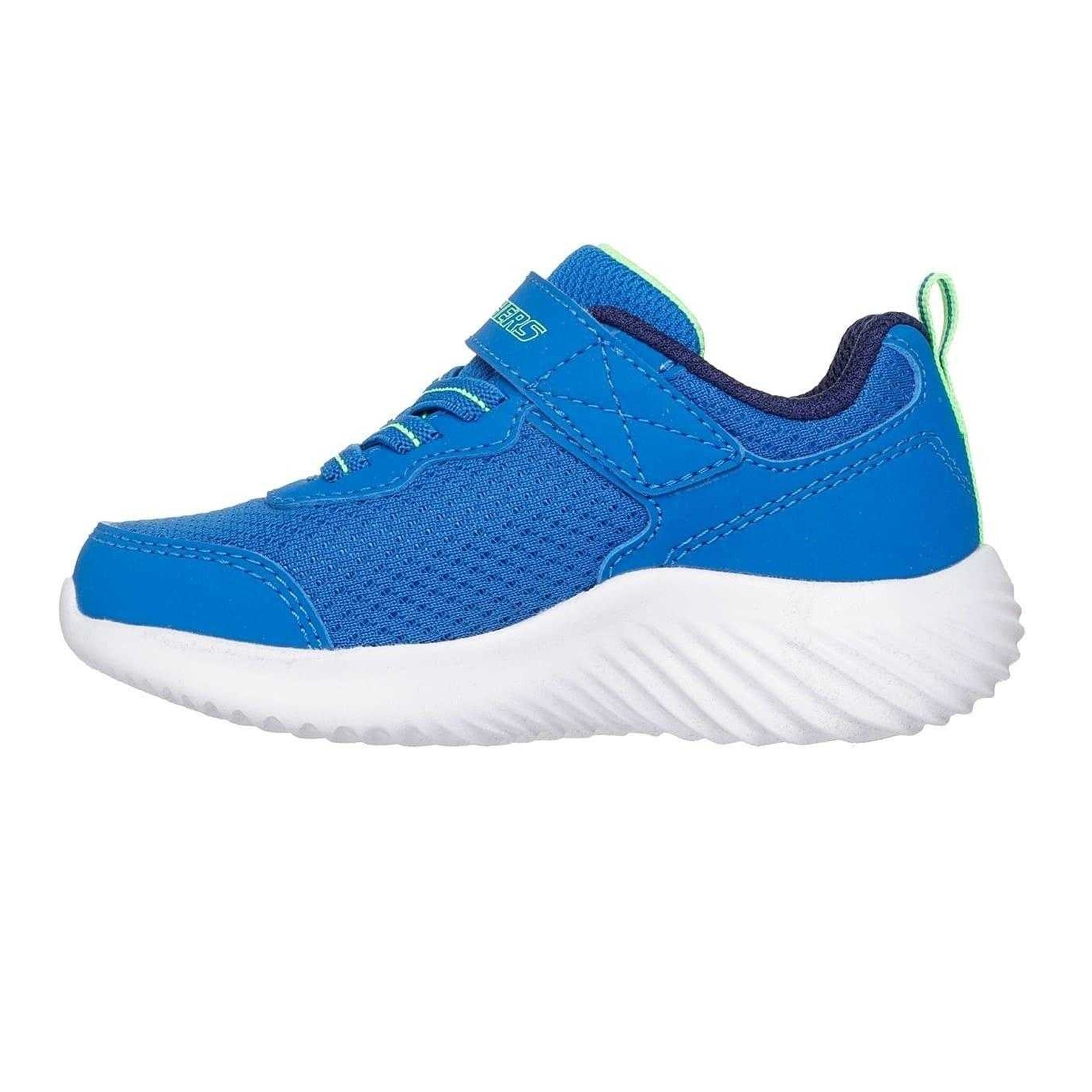 Blue-Lime - Back - Skechers Childrens-Kids Bounder TechRox Round Toe Trainers