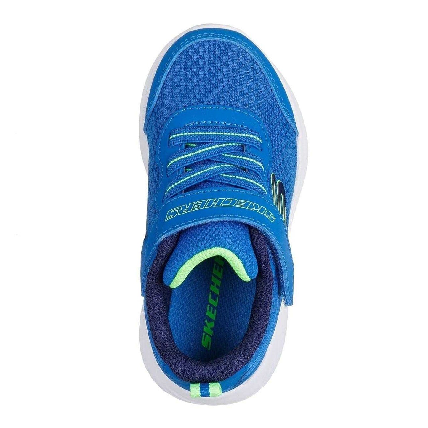 Blue-Lime - Side - Skechers Childrens-Kids Bounder TechRox Round Toe Trainers