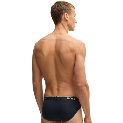 Blue-Black-Charcoal - Side - Boss Mens Power Stretch Briefs (Pack of 3)