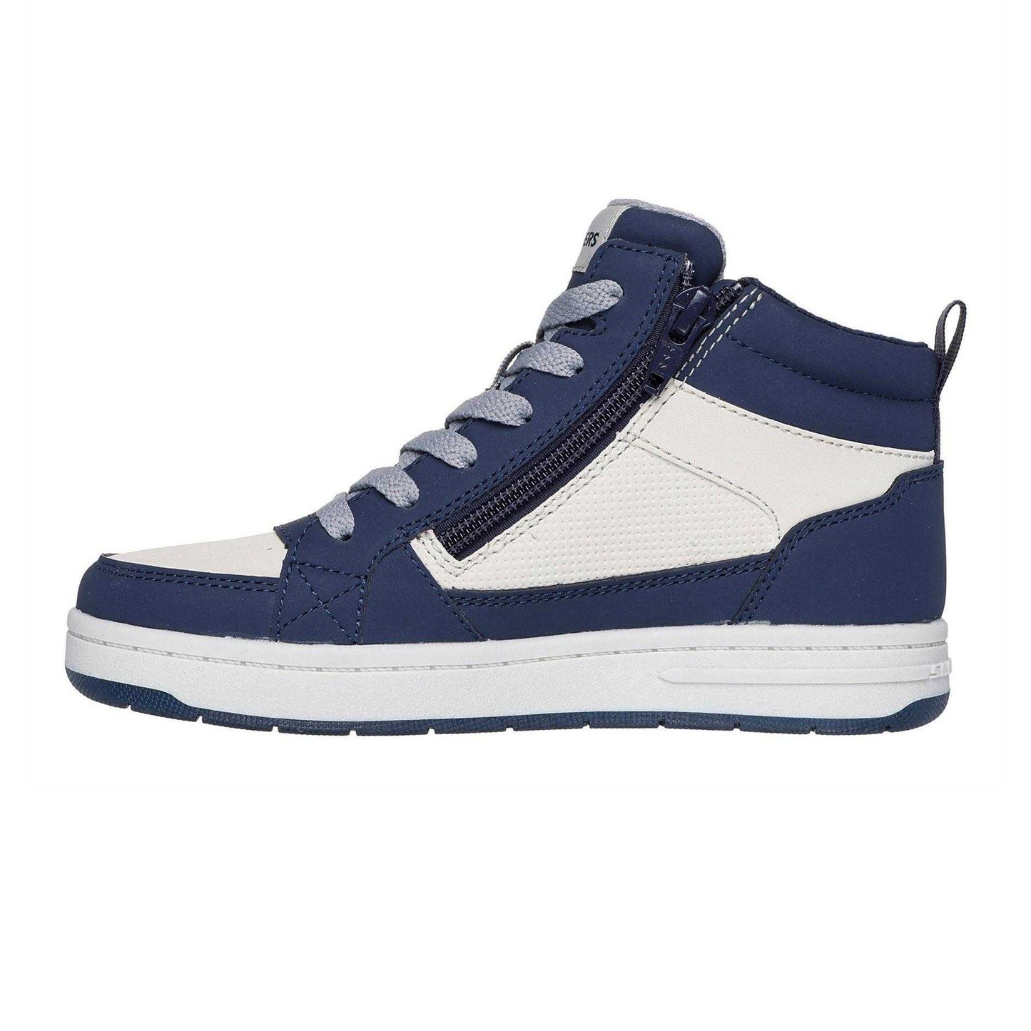 Navy-Tan - Back - Skechers Childrens-Kids Fleece Lined High Top Trainers