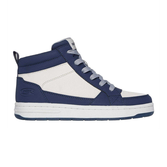 Navy-Tan - Front - Skechers Childrens-Kids Fleece Lined High Top Trainers