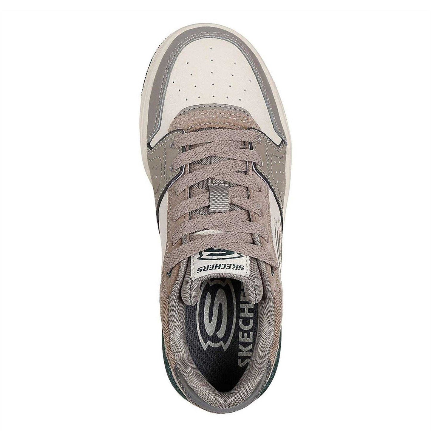 Taupe - Side - Skechers Childrens-Kids SKX-228 Suede Trainers