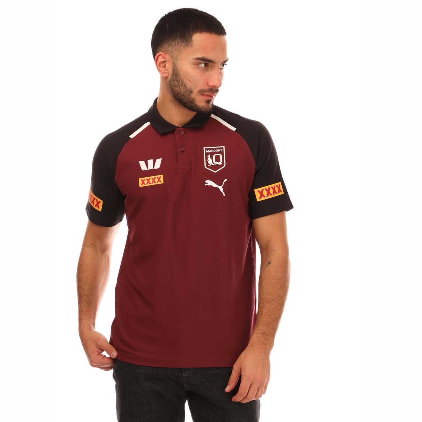 Burgundy - Front - Puma Mens 2024 Team Queensland Maroons Polo Shirt