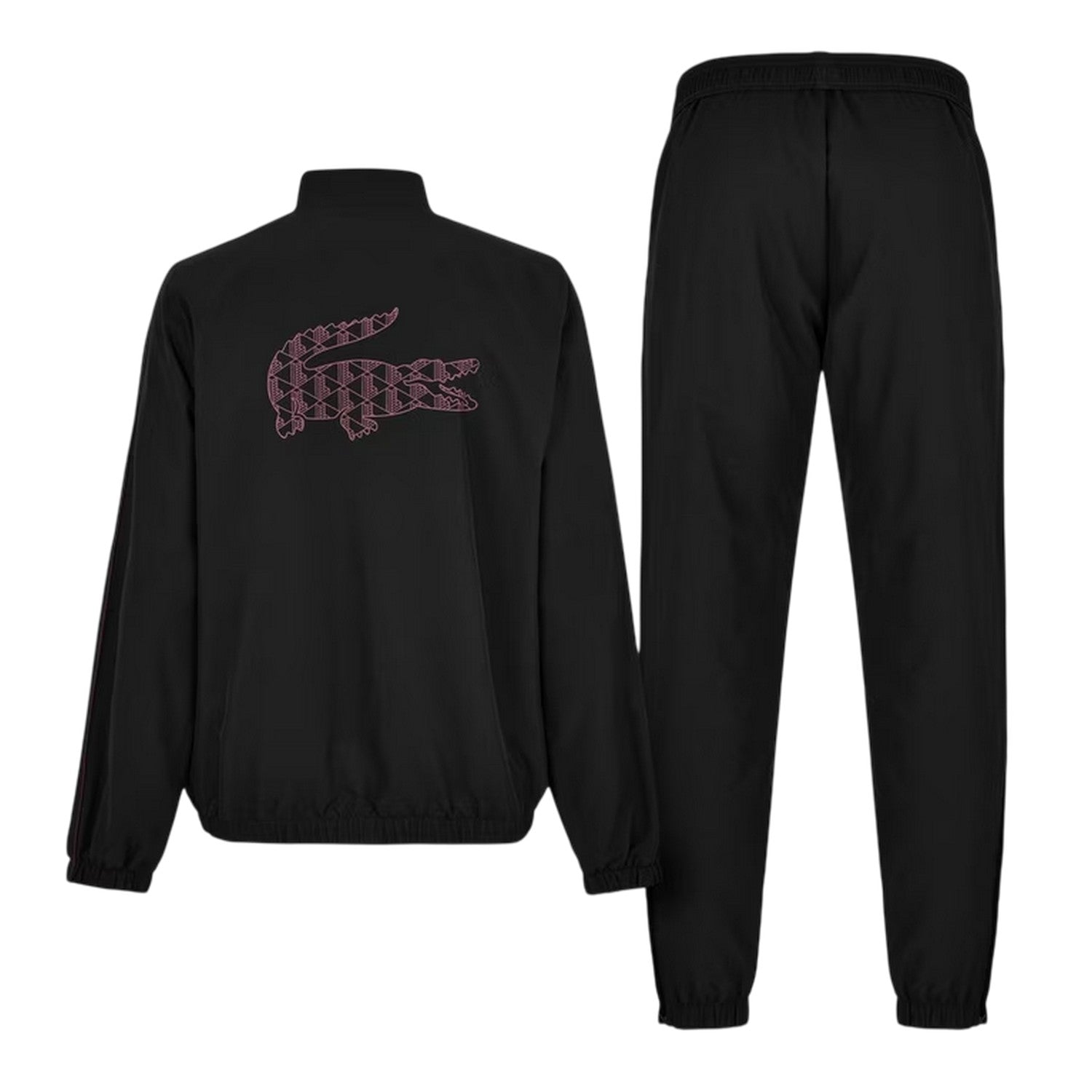 Black-Espresso - Back - Lacoste Mens Logo Funnel Neck Tracksuit