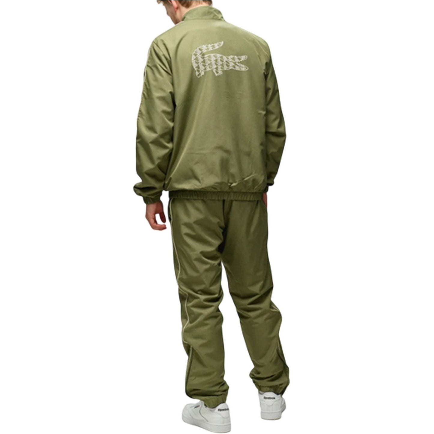 Khaki Green - Back - Lacoste Mens Logo Funnel Neck Tracksuit