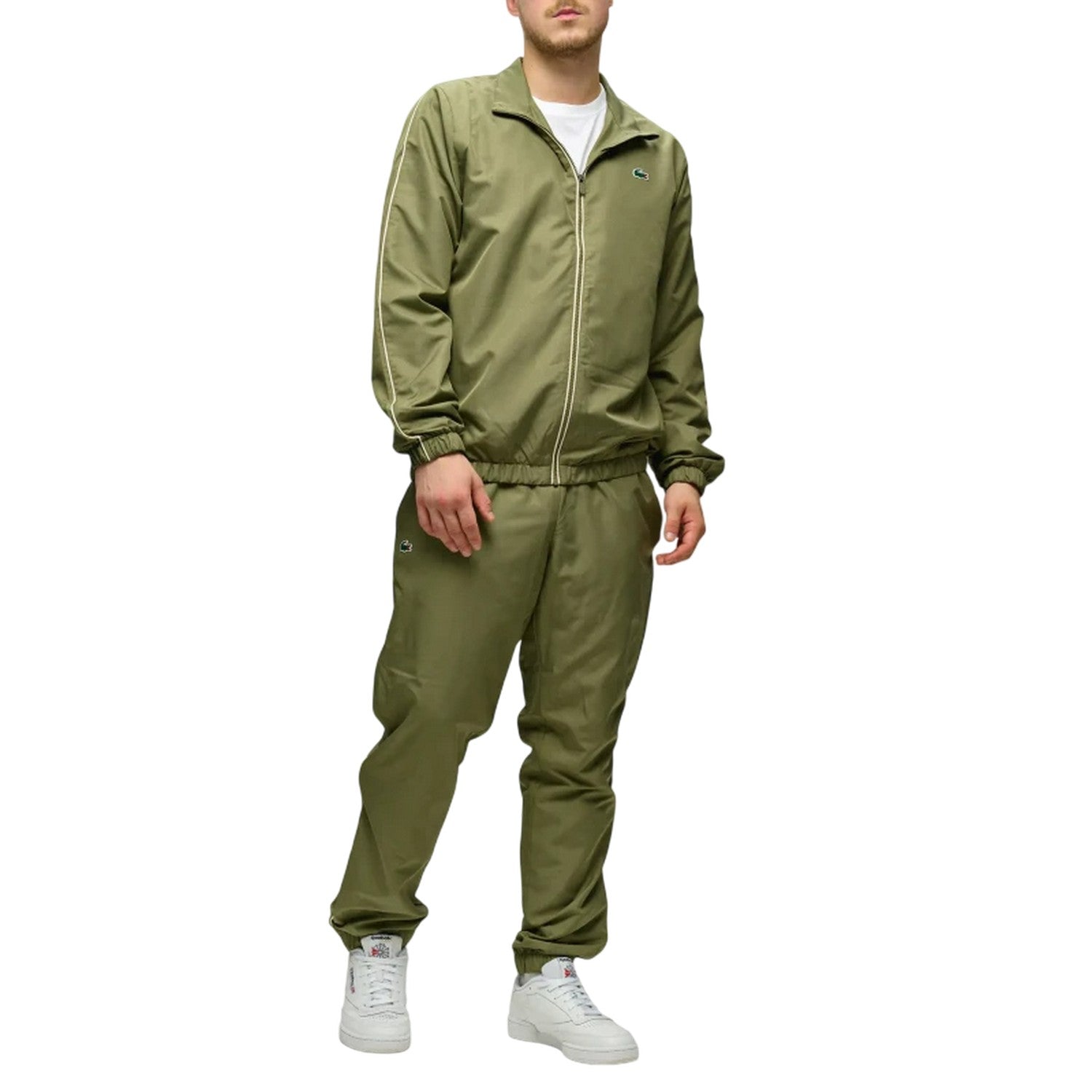 Khaki Green - Pack Shot - Lacoste Mens Logo Funnel Neck Tracksuit