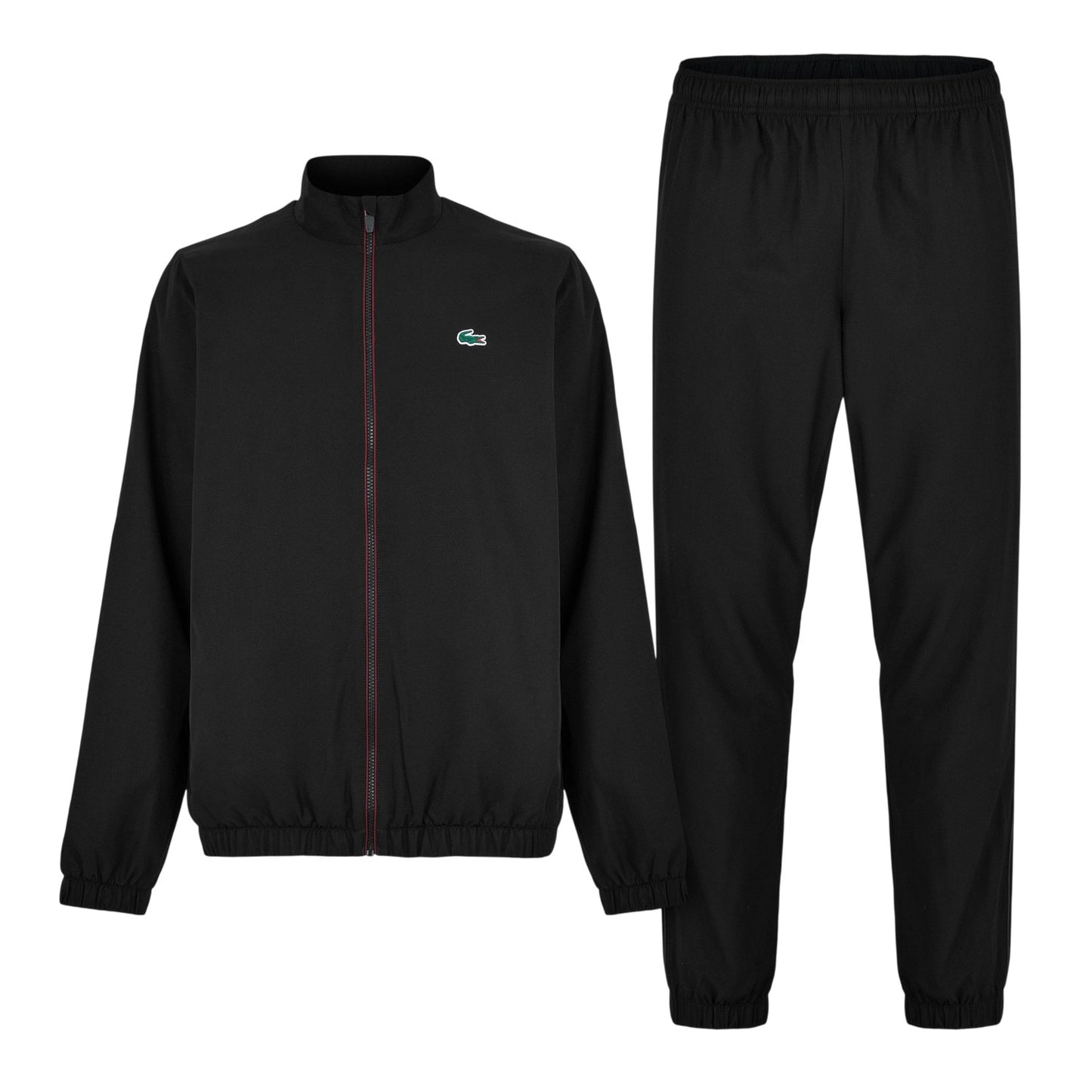 Black-Espresso - Front - Lacoste Mens Logo Funnel Neck Tracksuit