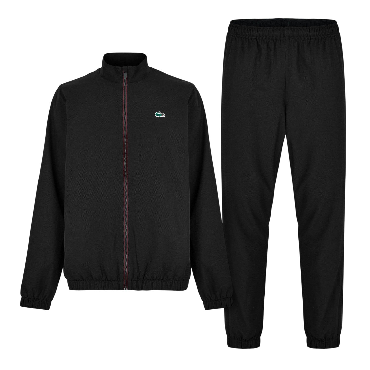 Black-Espresso - Front - Lacoste Mens Logo Funnel Neck Tracksuit
