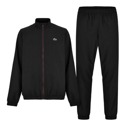 Black-Espresso - Front - Lacoste Mens Logo Funnel Neck Tracksuit