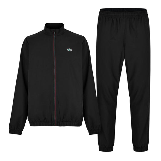 Black-Espresso - Front - Lacoste Mens Logo Funnel Neck Tracksuit