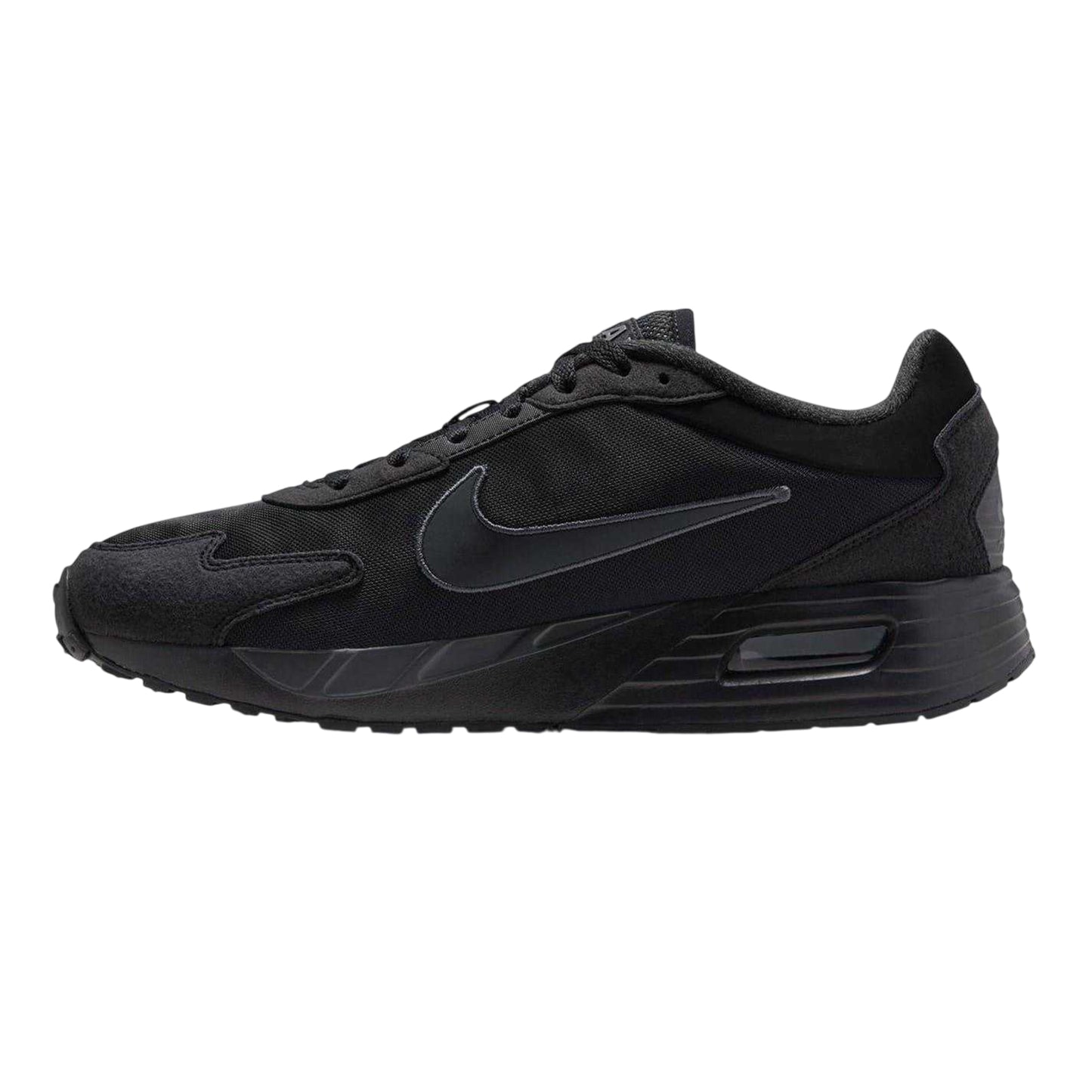Triple Black - Side - Nike Mens Air Max Solo Suede Panel Trainers