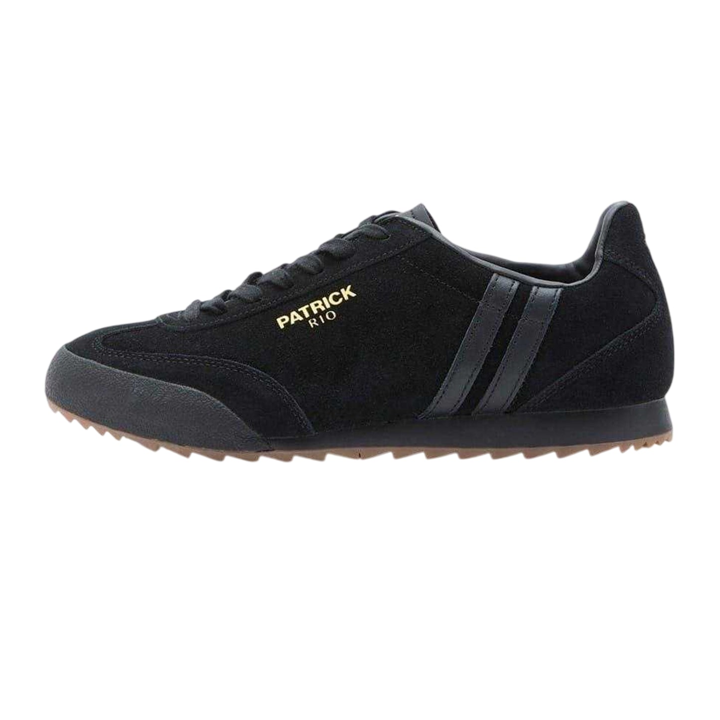 Black-Monochrome - Side - Patrick Mens Rio Suede Trainers