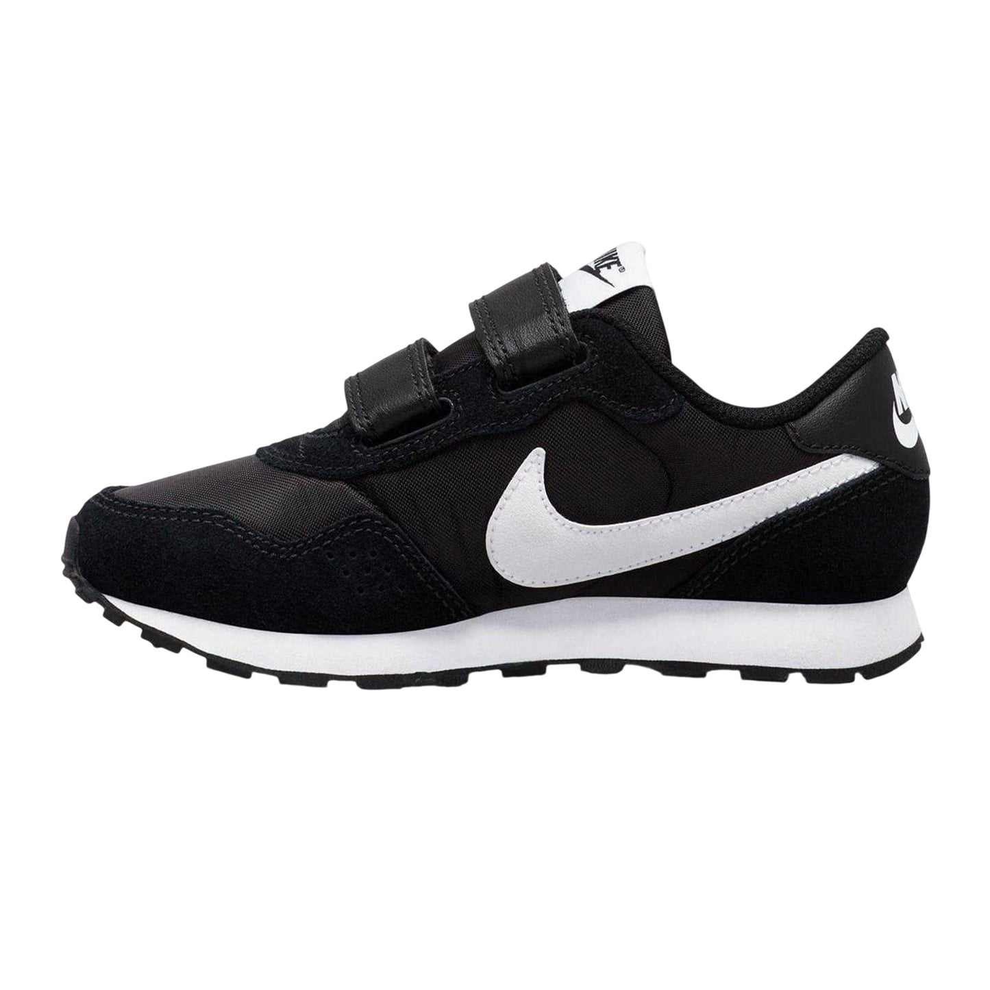 Black-White - Side - Nike Girls MD Valiant Suede Panel Trainers