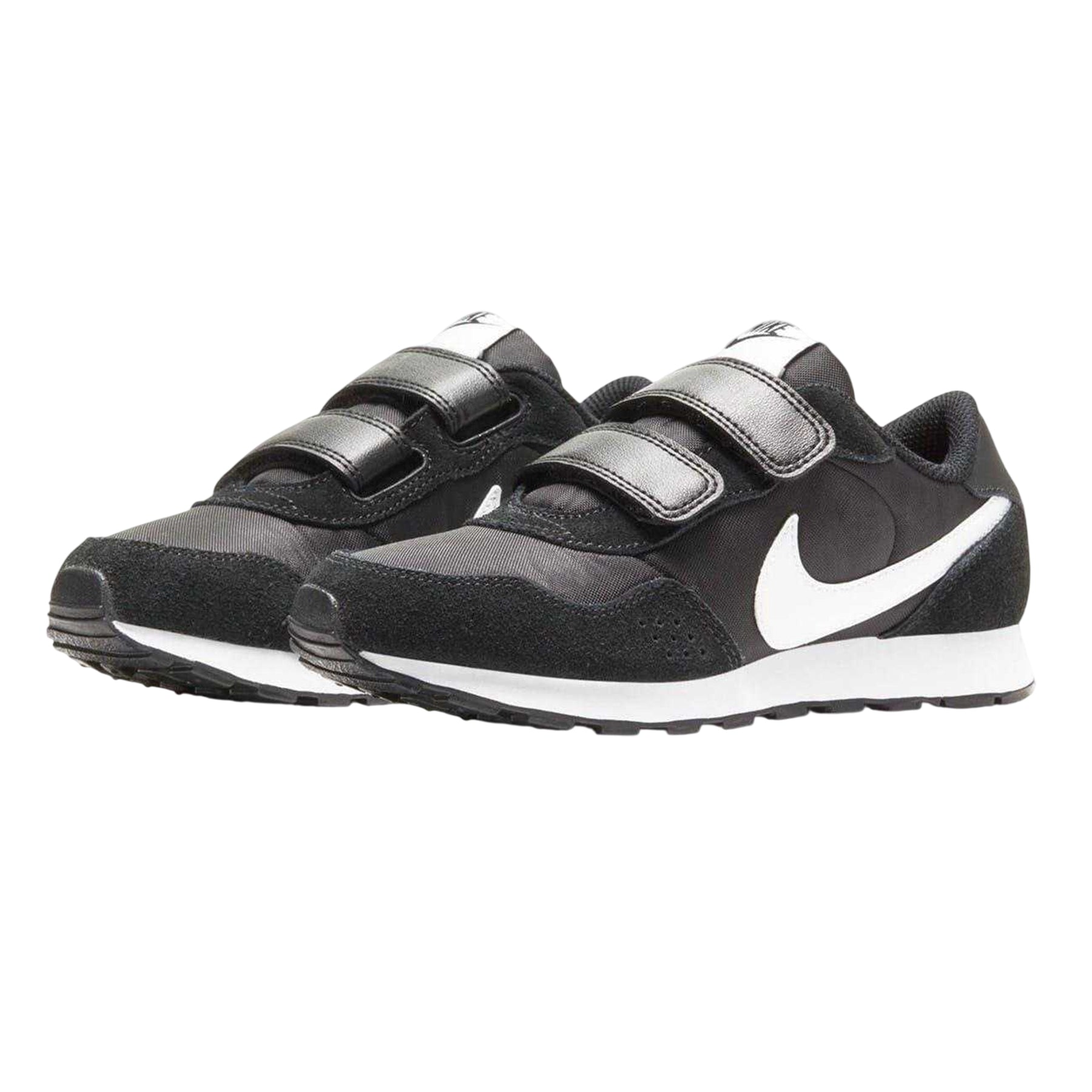 Black-White - Pack Shot - Nike Girls MD Valiant Suede Panel Trainers