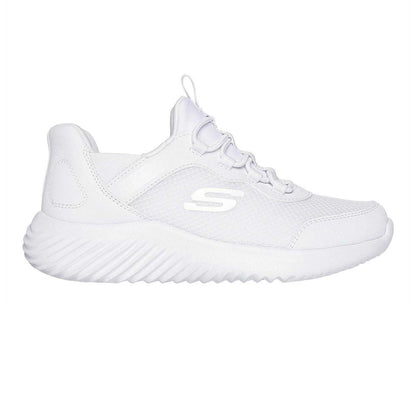 White - Front - Skechers Childrens-Kids Bounder Brisk Burst Mesh Slip-In Trainers
