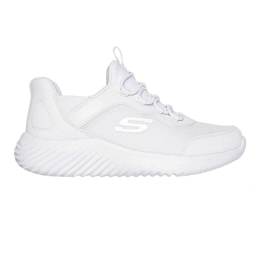 White - Front - Skechers Childrens-Kids Bounder Brisk Burst Mesh Slip-In Trainers