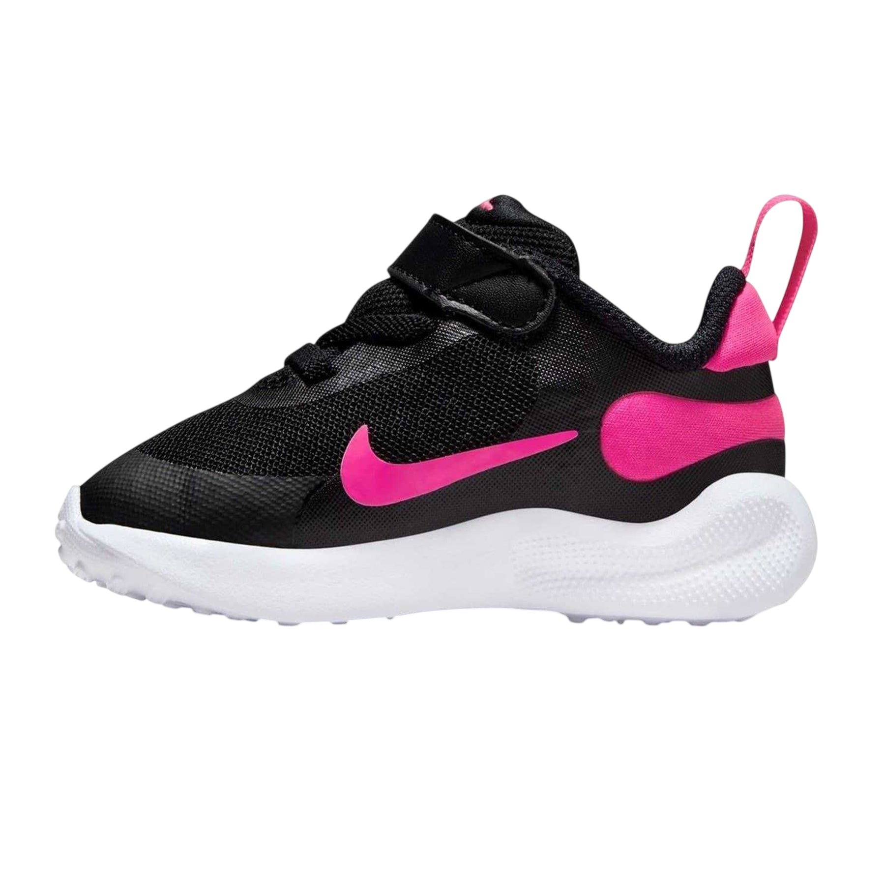 Black-Pink - Side - Nike Baby Revolution 7 Swoosh Mesh Trainers