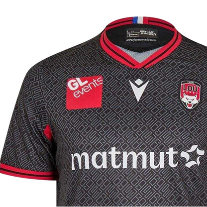 Black - Side - Macron Unisex Adult 2024-2025 Lyon Olympique Universitaire Rugby Rugby Shirt