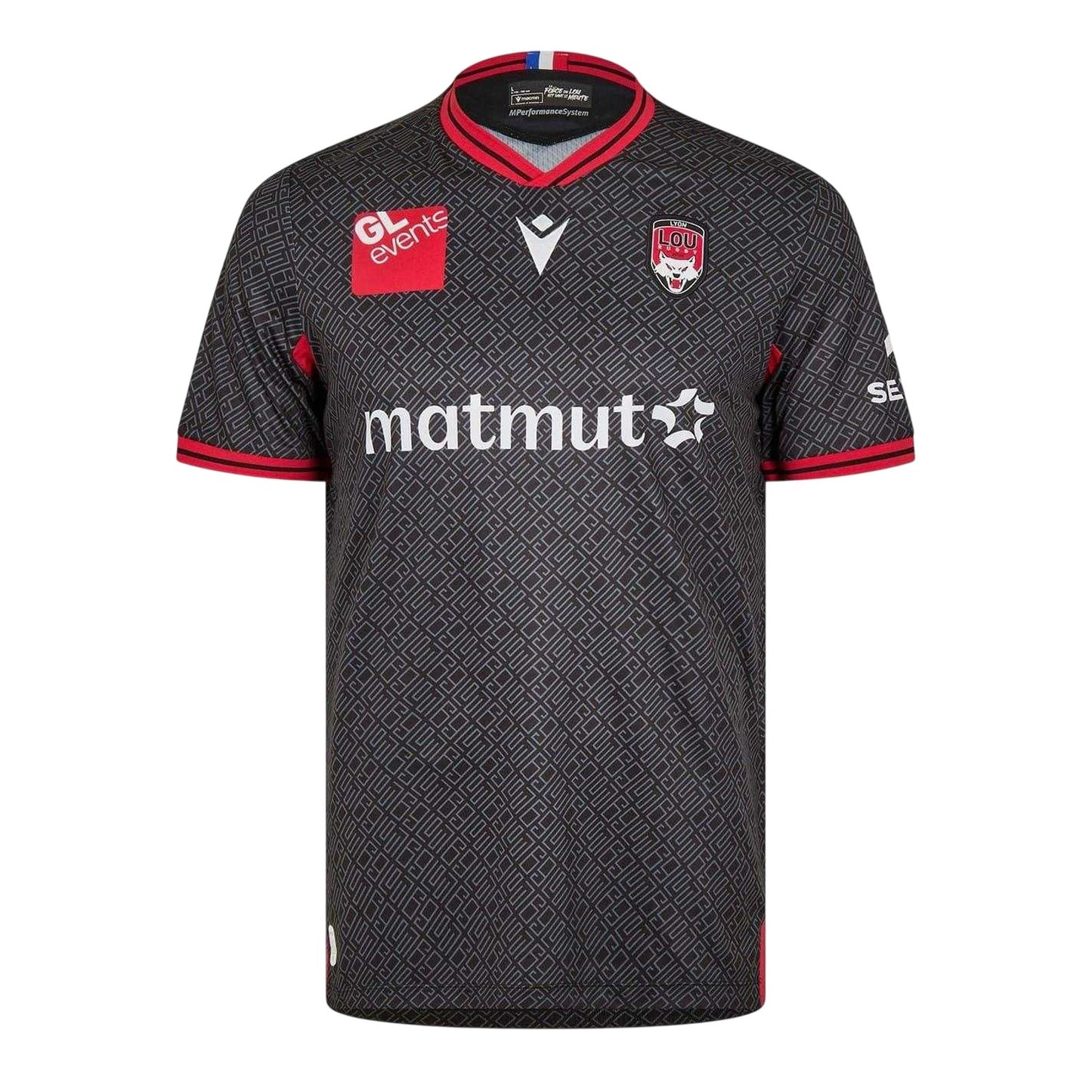Black - Front - Macron Unisex Adult 2024-2025 Lyon Olympique Universitaire Rugby Rugby Shirt