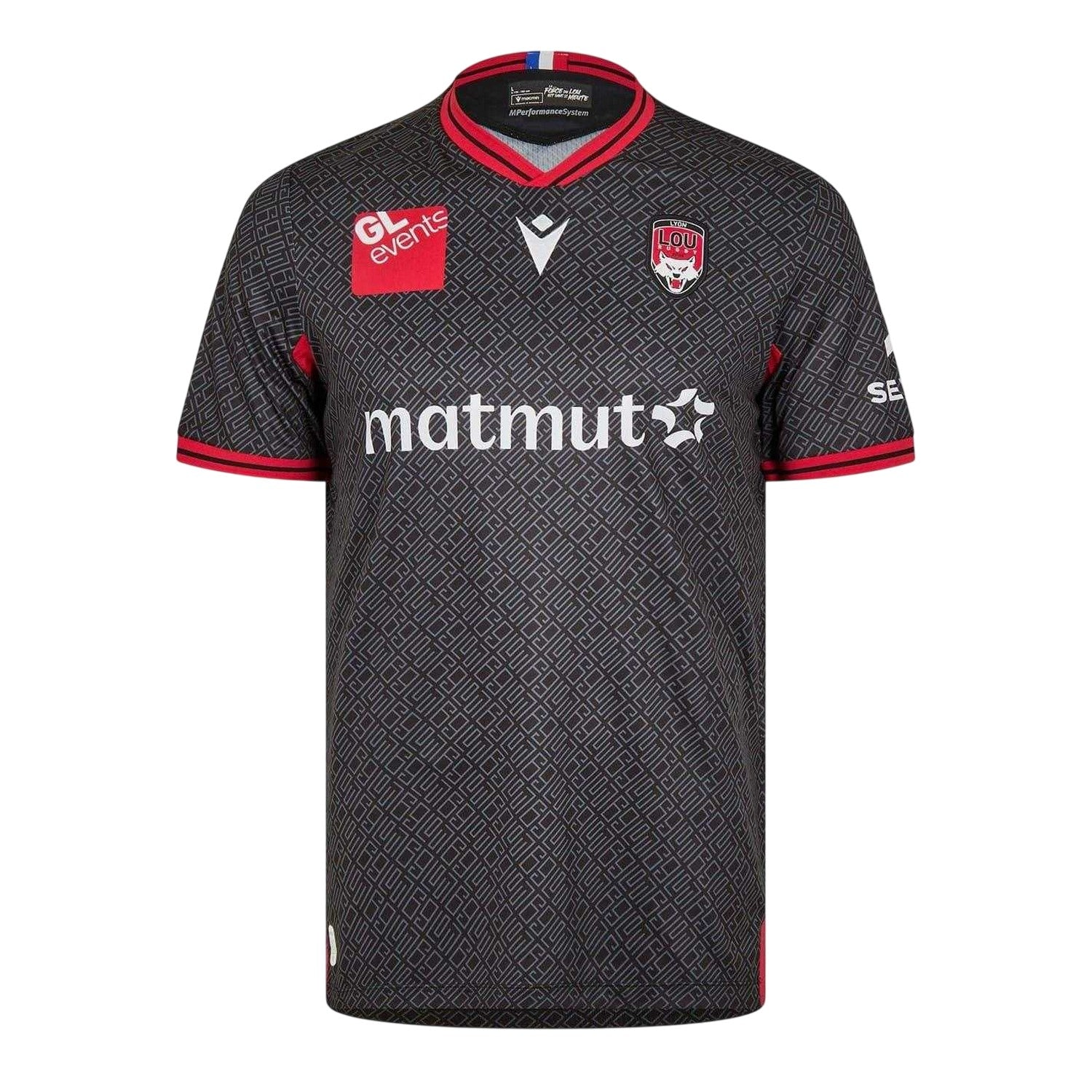 Black - Front - Macron Unisex Adult 2024-2025 Lyon Olympique Universitaire Rugby Rugby Shirt