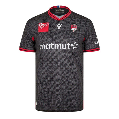Black - Front - Macron Unisex Adult 2024-2025 Lyon Olympique Universitaire Rugby Rugby Shirt