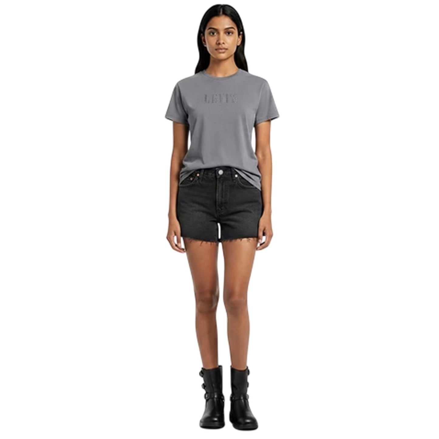 Shrink Up - Pack Shot - Levis Womens-Ladies Ribcage Denim Shorts
