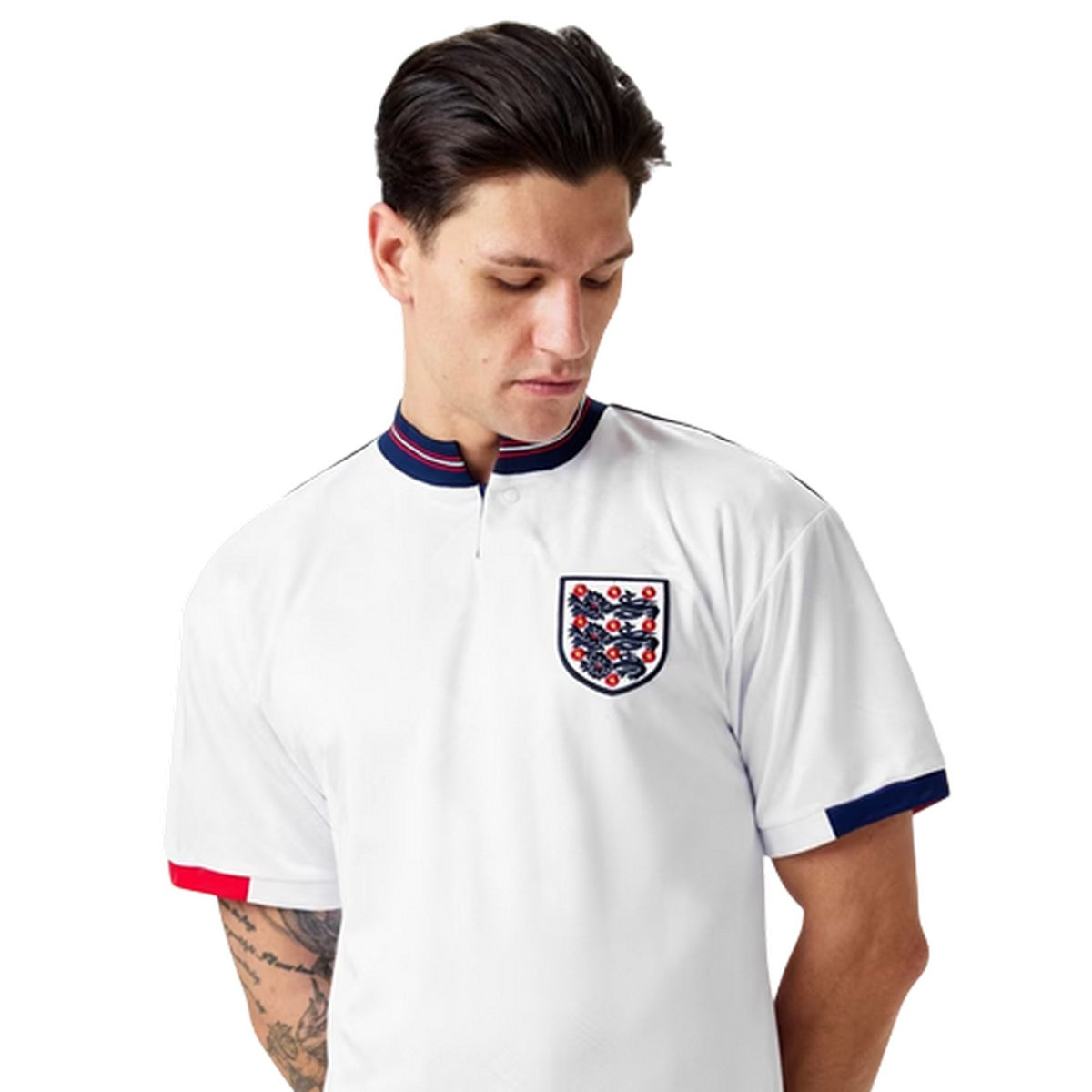 White - Side - Score Draw Unisex Adult 1989 England FA Football Home Shirt