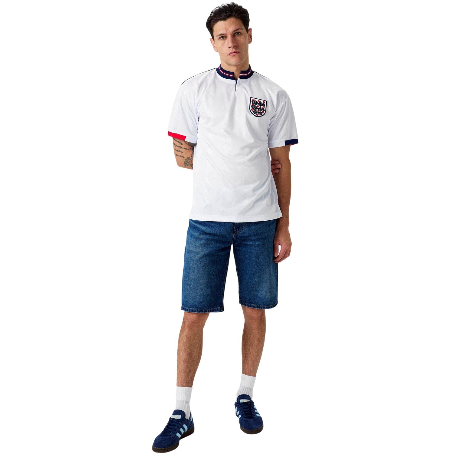 White - Pack Shot - Score Draw Unisex Adult 1989 England FA Football Home Shirt