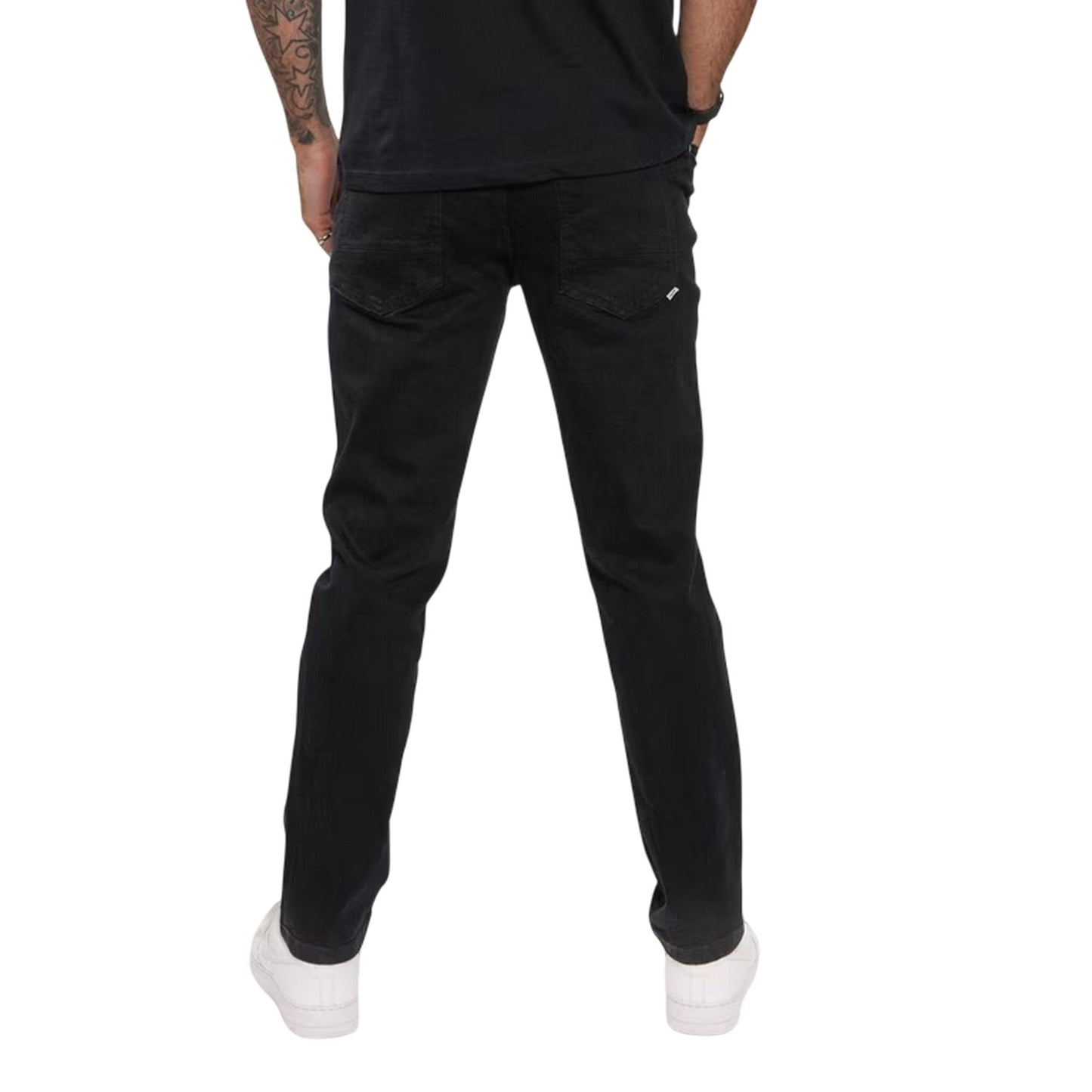 Black Wash - Back - Firetrap Mens Rom Cotton Straight Jeans