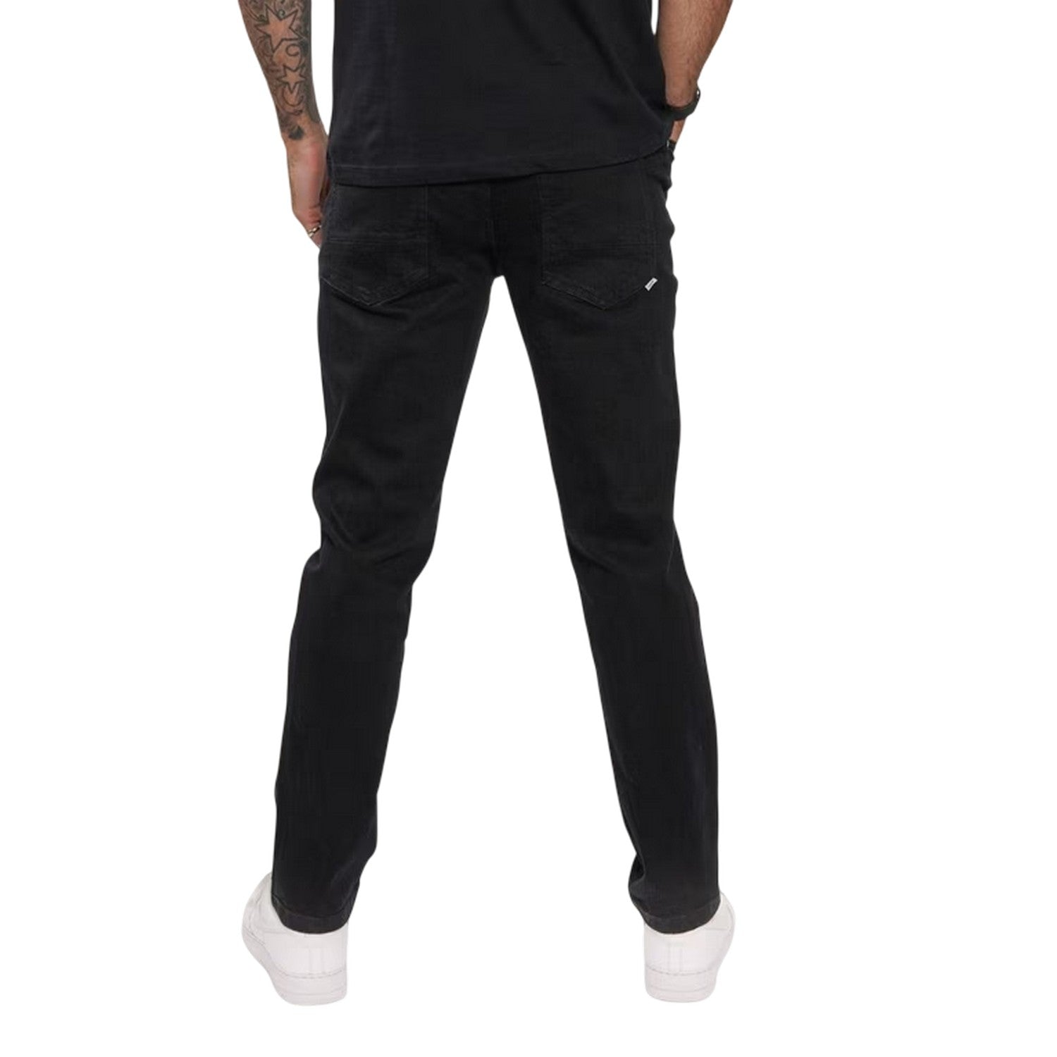 Black Wash - Back - Firetrap Mens Rom Cotton Straight Jeans