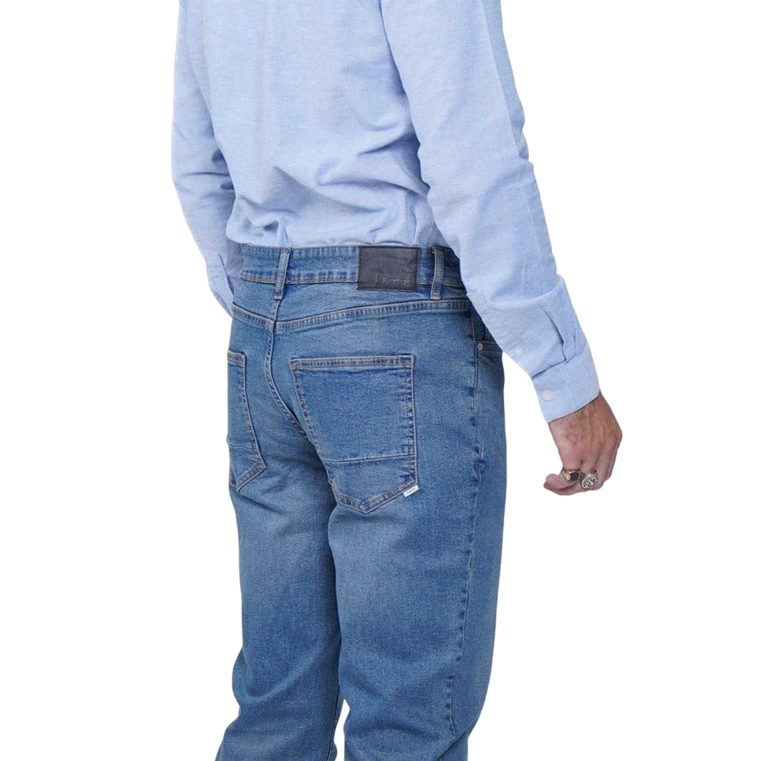 Mid Wash - Side - Firetrap Mens Rom Cotton Straight Jeans