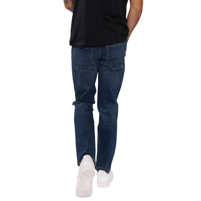 Dark Wash - Back - Firetrap Mens Rom Cotton Straight Jeans