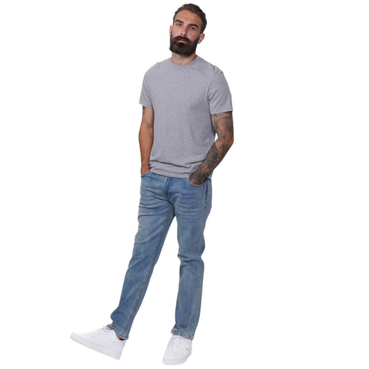 Light Wash - Front - Firetrap Mens Rom Cotton Straight Jeans