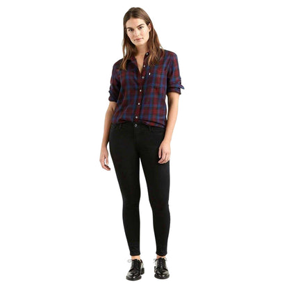 Black - Pack Shot - Levis Womens-Ladies 710 Super Skinny Jeggings