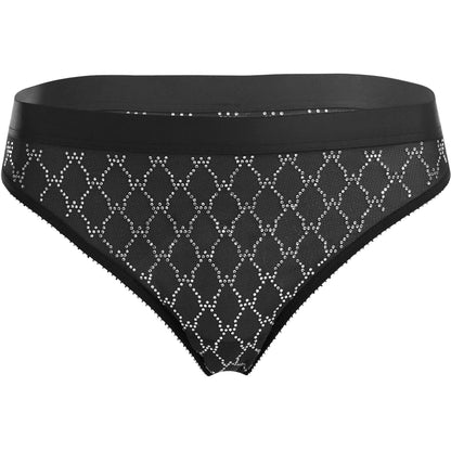 Black - Front - Wolford Womens-Ladies Logo Sheer Thong
