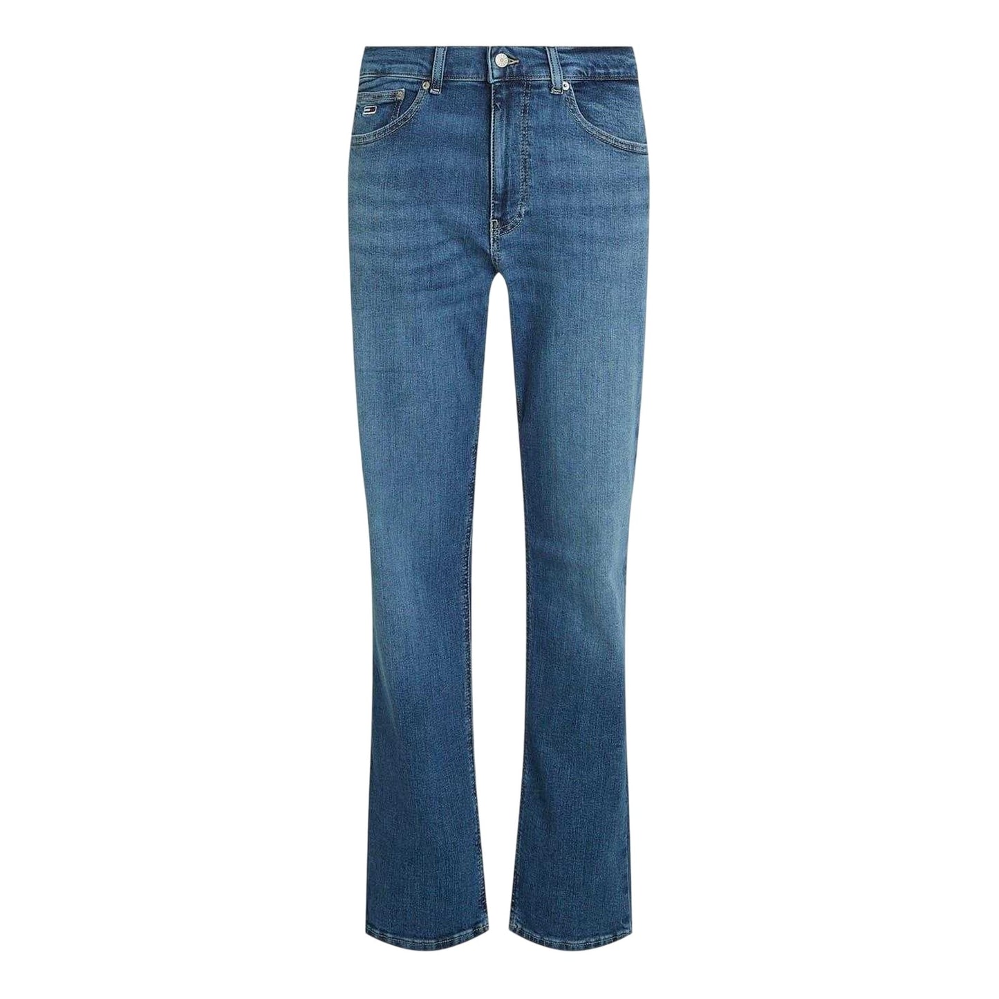 Mid Denim - Front - Tommy Jeans Mens Ryan Straight Leg Jeans