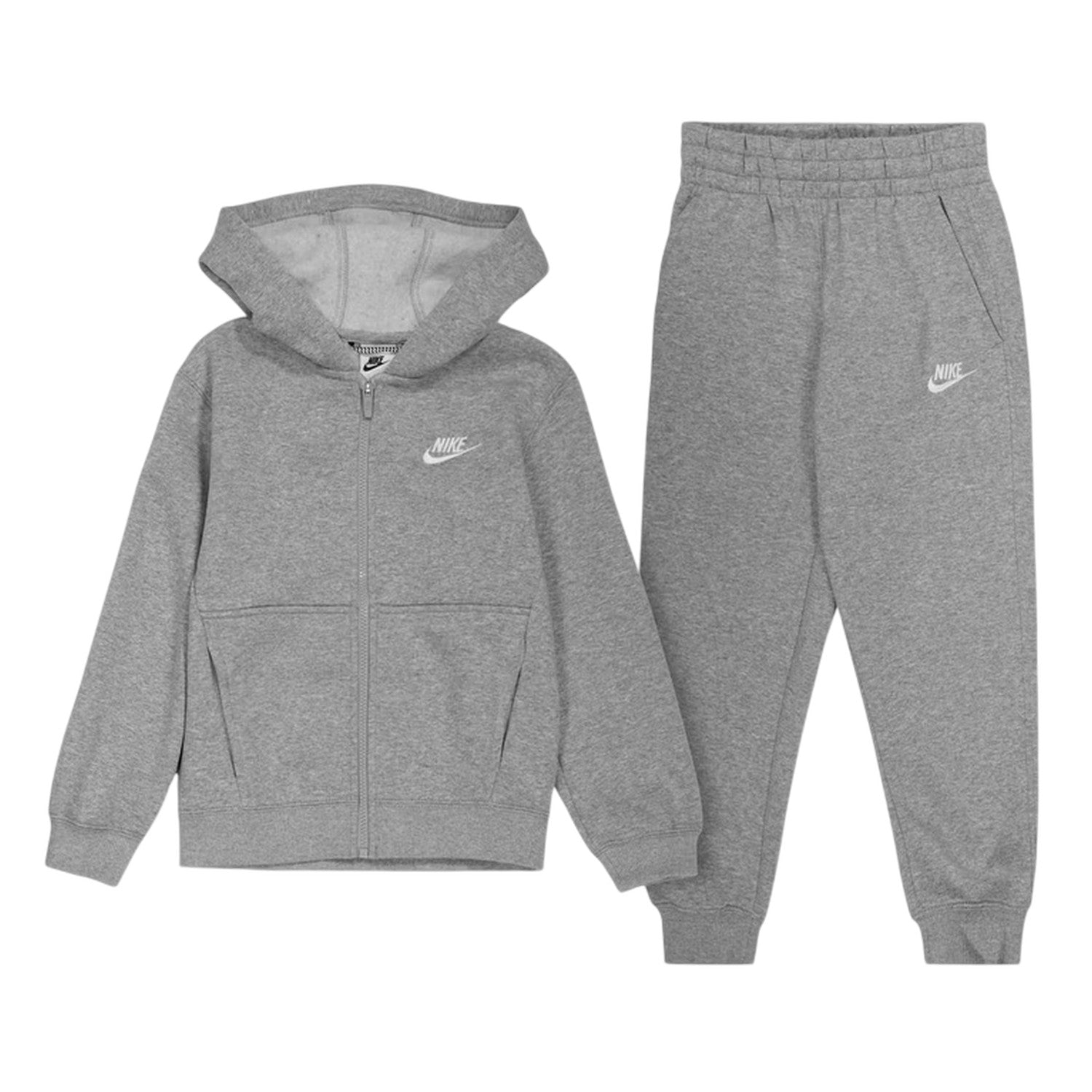 Grey-White - Front - Nike Boys Sportswear Core Fleece Tracksuit