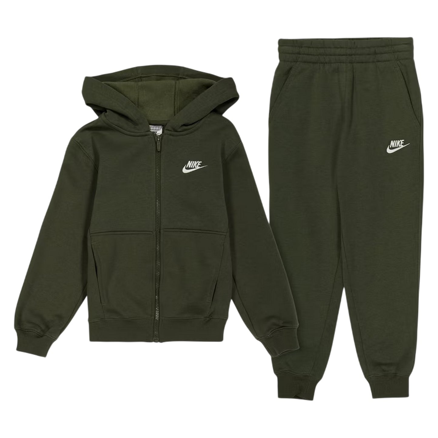 Khaki Green - Front - Nike Boys Sportswear Core Fleece Tracksuit