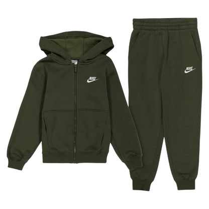 Khaki Green - Front - Nike Boys Sportswear Core Fleece Tracksuit