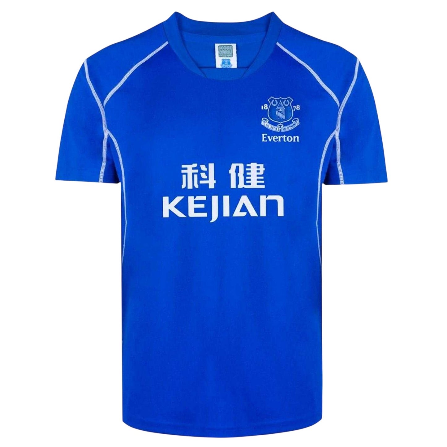 Blue-White - Front - Score Draw Unisex Adult 2002 Everton FC Football Shirt