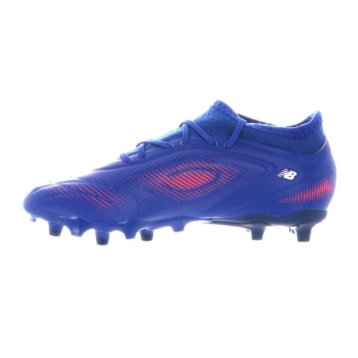 Blue-Red - Back - New Balance Childrens-Kids Asymmetric Panel Firm Ground Football Boots