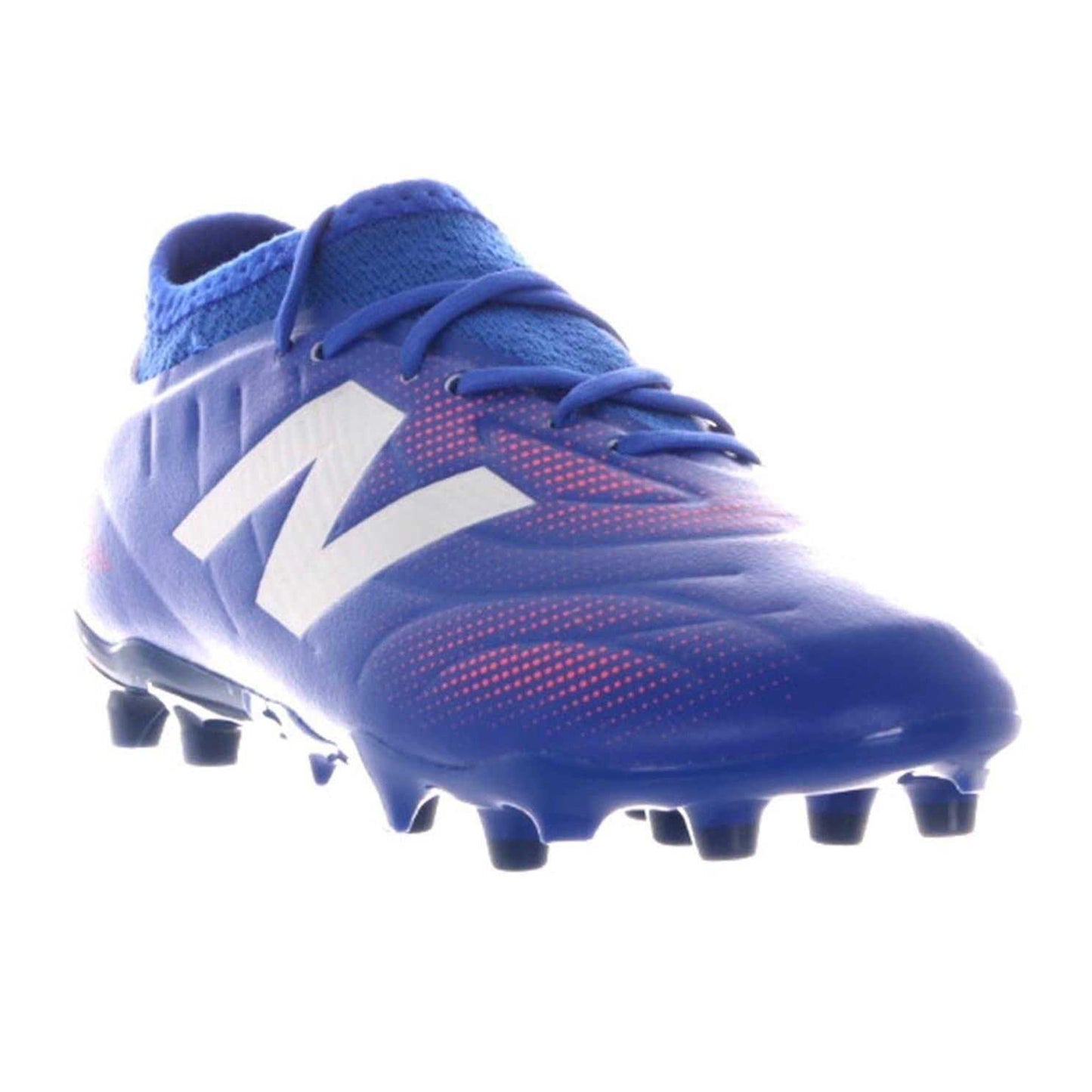 Blue-Red - Pack Shot - New Balance Childrens-Kids Asymmetric Panel Firm Ground Football Boots