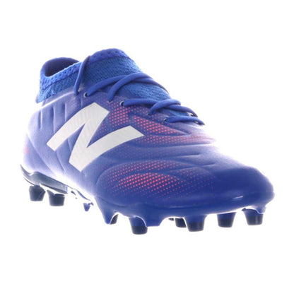 Blue-Red - Pack Shot - New Balance Childrens-Kids Asymmetric Panel Firm Ground Football Boots