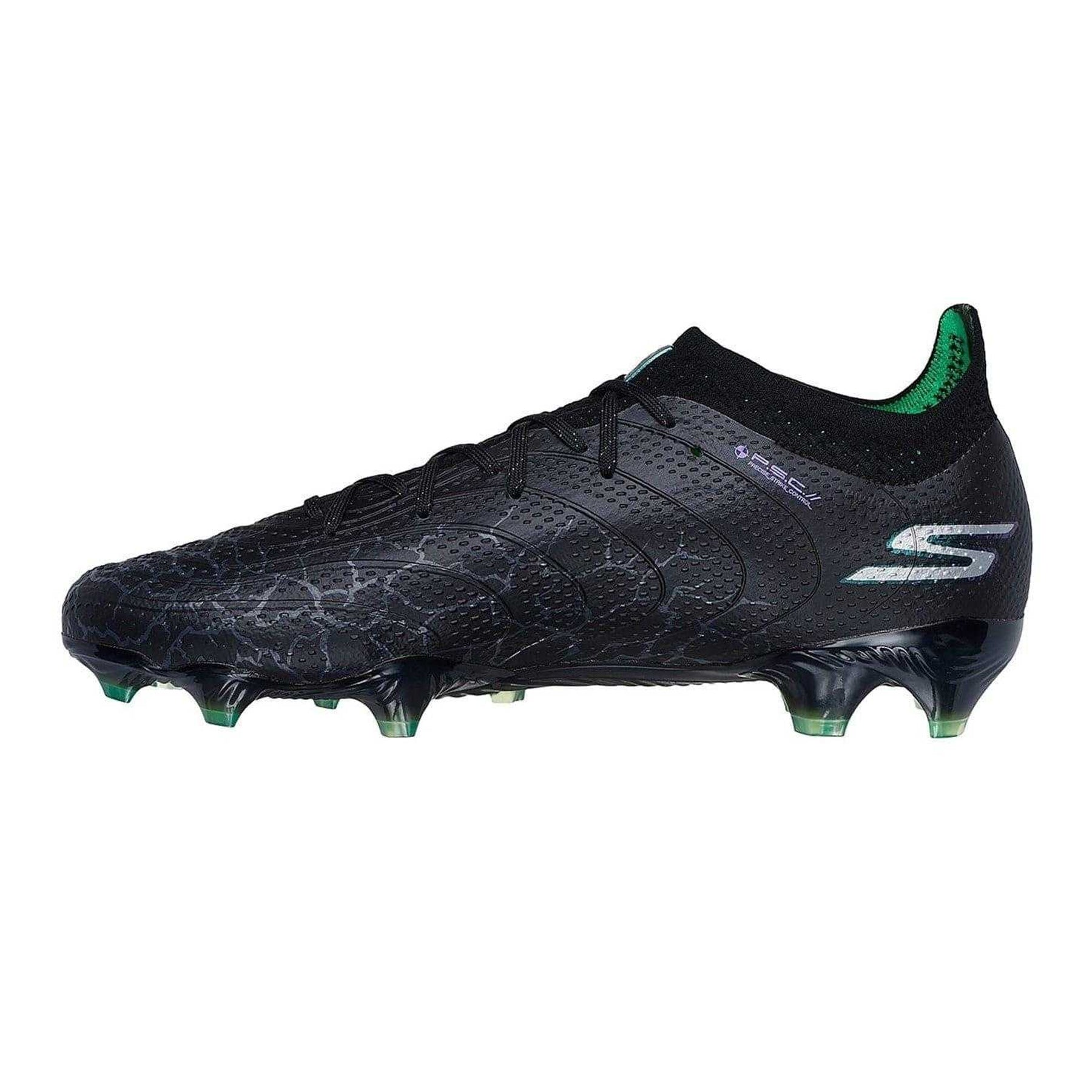 Black-Silver - Back - Skechers Mens Crackle Effect Firm Ground Football Boots