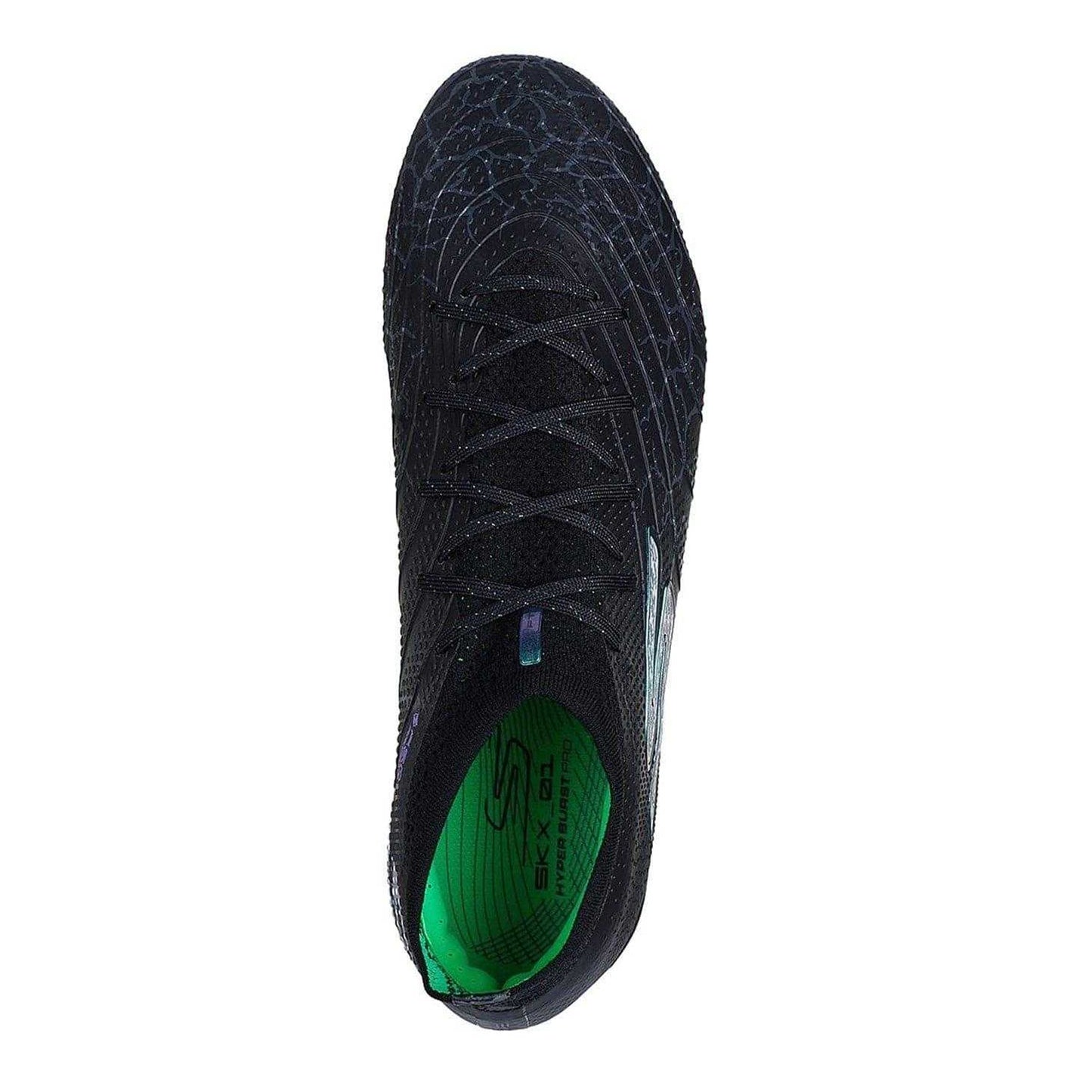Black-Silver - Side - Skechers Mens Crackle Effect Firm Ground Football Boots